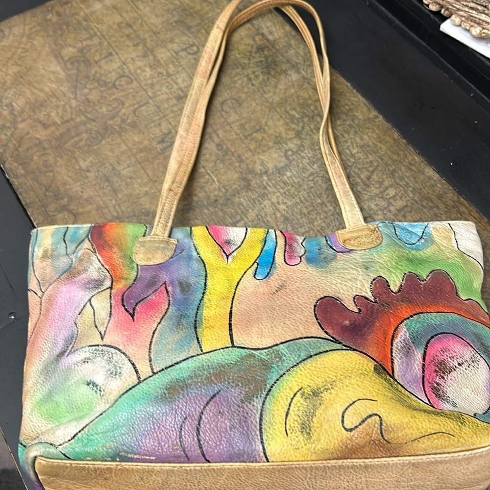 Hand painted leather bag